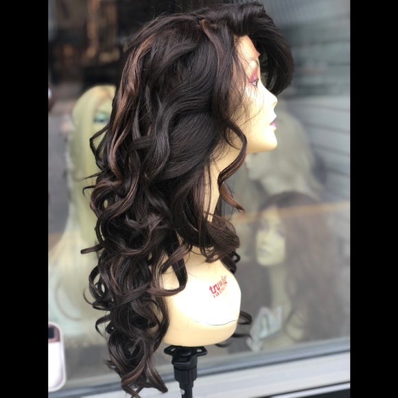 Long brown Highlights Wig 13X6 Freepart fullcap main image 5